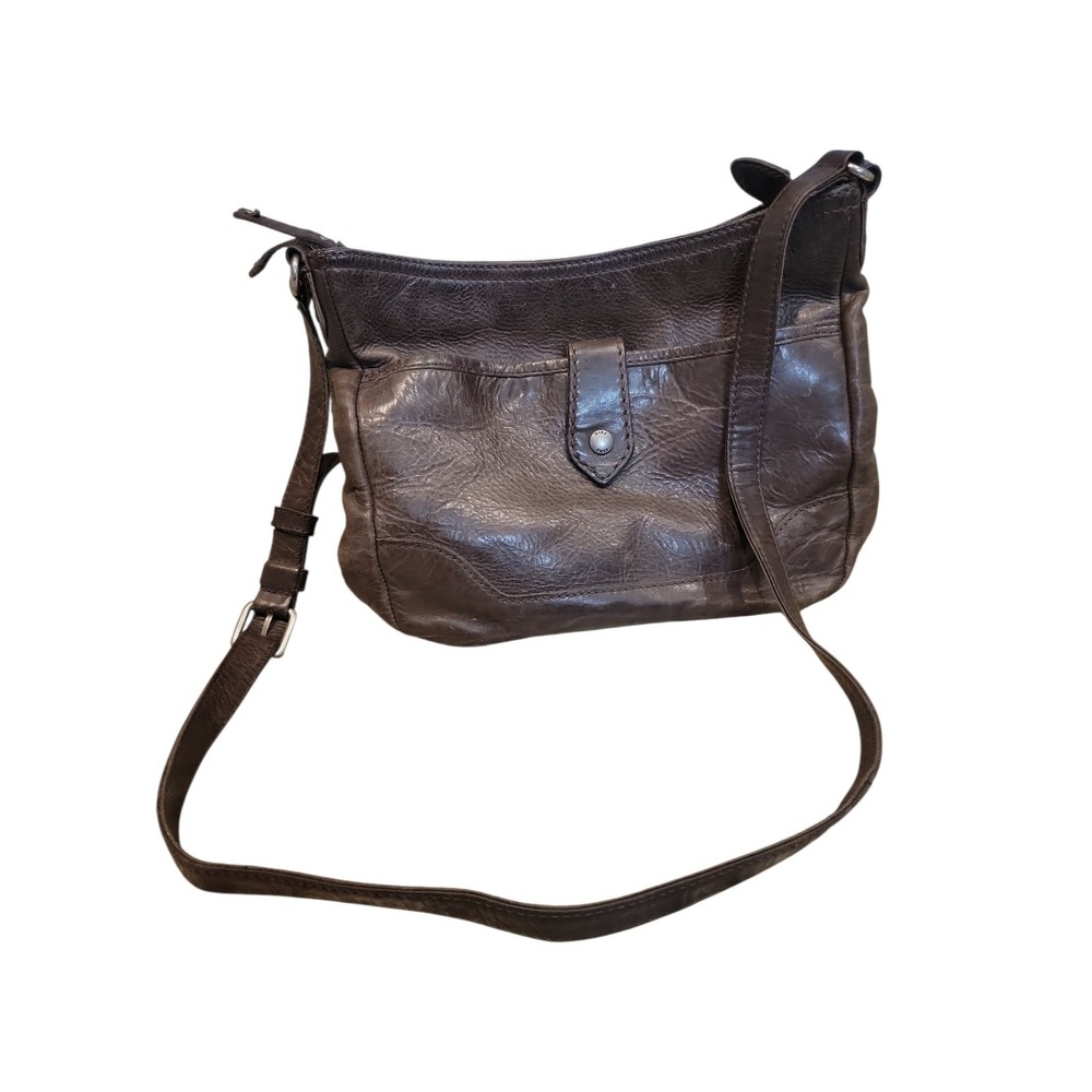 FRYE Melissa Button Distressed Leather Crossbody Purse Handbag Vintage EUC